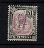 St Vincent 1913-17 £1 mauve & black SG12c good used WS44680