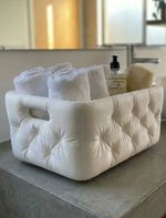 Modern Tufted Bathroom Basket Quilted Vanity Storage Basket