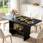 120-160cm Extendable Dining Table for 4-6 w/Open Storage Shelf Kitchen Table BK