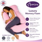 Aamira Pregnancy Pillow C Shaped Maternity Support Cushion Grey Cream Pink