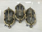3 PCS Vintage Brass Bulkhead Light Oval Marine Ship Outdoor Wall Lamp Fixture
