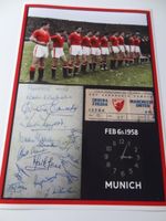 MANCHESTER UNITED FC BUSBY BABES 1958 DUNCAN EDWARDS BYRNE SIGNED x 14 PRE-PRINT