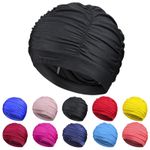 Soft Elastic Swimming Cap Women Long Hair Swim Pool Hat Nylon for Adult Unisex