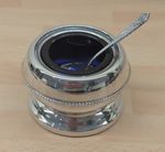 Silver Plated Mustard Pot with Spoon & Liner