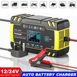 12V/24V Smart Automatic Car Motorcycle Battery Charger Pulse Repair 8Amp AGM/GEL