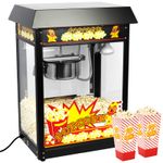 HAXRO Popcorn Machine 8oz Black Sleek Compact Design Built-in Warming Light