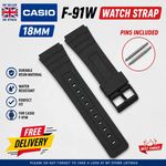 Replacement Strap For Casio 18mm Watch Fits F91 F94 F105 Black FREE P&P