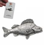 Large Perch Pin Badge Pewter Stripey Fish Angler Brooch Lapel Hat Coat Jewellery