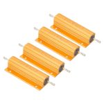 4 Pack 100W 4 Ohm Aluminum Shell Resistor Aluminum Housing Resistor Golden