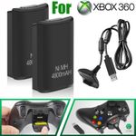 2pcs Rechargeable Battery For Xbox 360 Controller 4800mAh + Charger Dock Cable