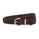 Women Durable Genuine Leather Suede Waist Belt Adjustable Silver Metal Buckle