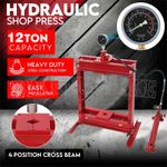 12 T Hydraulic Shop Press with Pressure Gauge Heavy Duty Garage Hydraulic Press