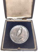 VERY RARE ANTIQUE BRITISH ROLLER CANARY CLUB SILVER MEDALLION/MEDAL BOXED