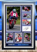 (593) dean harrison isle of man tt signed unframed/framed photograph (reprint,