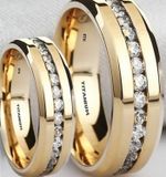 Wedding Engagement MATCHING His And Hers Titanium Gold Tone Ring Set ✅UK SELLER