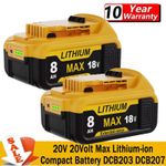 2X 18V 8.0Ah Slide BATTERY XR For Dewalt DCB184 DCB184 DCB182 DCB183 Li-ion NEW