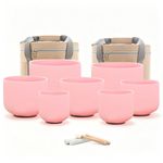 Hye-eun 7-12inch 432Hz Pink Crystal Singing Bowl Set Of 7pcs with Cases