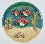VINTAGE ALVARO JOSE PORTUGAL MAJOLICA PALISSY STYLE FISH WALL PLATE 22cm