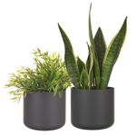 PLASTIC MODERN PLANT FLOWER POT DECORATIVE WAVE IN/OUTDOOR 14CM GREY DECOR
