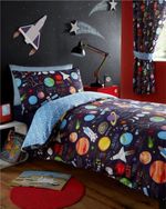 Outer space planets rockets galaxy stars kids duvet sets childrens bedding