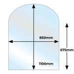 Glass Hearth Arch Shape 1100mm x 850mm - 12mm Toughened