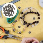 45 Pcs Large Hole Beads 8 mm Natural Stone Round Beads Pyrite Beads for Jewelry