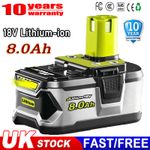 Replace 18V 8.0AH For Ryobi P108 One Plus Lithium Battery RB18L50 RB18L40 P104