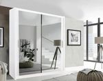 Milan Modern 2&3 Sliding door Wardrobe Cabinet bedroom 6 Sizes 4 Colors with LED