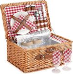 Premium Wicker Picnic Basket Set for 4 Persons - Outdoor Hamper