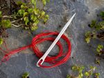 Self Threading Sewing Needle in Solid 925 Sterling Silver, Thick Silver Needle