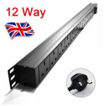 PDU UK Sockets 12 Way Power Distribution Units Vertical SURGED 13A Plug Black UK