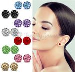 Hypoallergenic 8MM CZ Crystals Shamballa Ball Stud 925 Sterling Silver Earrings