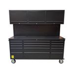 US PRO TOOL CHEST BOX WORKBENCH BLACK WORKSTATION 72" 3 X CUPBOARDS