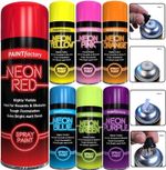 6 x Fluorescent Neon Spray Paint Highly Visible Matt Ultra Bright Finish Aerosol