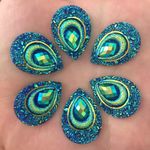 20pcs 18*25mm Drop Resin Peacock Eye Flat back Rhinestone Ornament Stones Craft