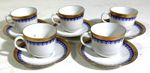 5 Wunsiedel Bavairia Porzellan Demitasse Cup & Saucers Cobalt Bue &Gold Germany