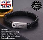 Black / Brown Leather Cremation Jewellery Ashes Bracelet Urn, **FREE ENGRAVING**