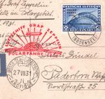 GERMANY Card ZEPPELIN Air 2m *POLARFAHRT* OVERPRINT Malyguin Icebreaker KZ226