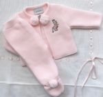 Dandelion Baby Girl Flopsy Bunny Pink Knit Pom Pom Suit Set Spainish 3-6 months