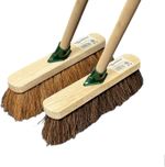 NEW 12" INCH TWIN PACK OF TRADITIONAL WOODEN SWEEPING BRUSHES - X1 STIFF OUTDOOR