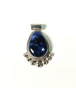 Sterling Silver Sodalite Cabochon Amulet Emotional Protection 1.75" Mexico 925
