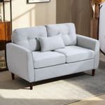 HOMCOM Modern Chic Loveseat with Armrest Spring Padding, Grey Refurbished
