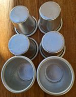 Set of 6 Silver Aluminium Round Steak And Kidney Or Fondant Metal Moulds