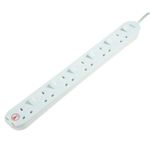 6 Gang Extension Lead with Switched Sockets 2m Cable Surge Protected Uk Stock