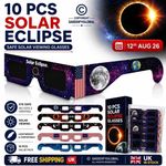 10 x Solar ECLIPSE Glasses: 12th Aug 26 : Free UK P&P : ISO 12312-2 Certified