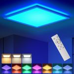 BLNAN RGB Ceiling Light with Remote, 12 Inch 24W Dimmable Led Flush White 