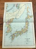 1890 large double page map - g.w. bacon the strand london . japan & korea 