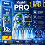 Oral-B PRO White Precision Clean Replacement Electric Toothbrush Heads Pack of 8