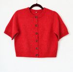 Oliver Bonas Red Short Sleeve Wool Blend Button Front Knitted Cardigan 6-18