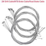5Pcs 2M MTB Road Bike Brake Cable Stainless Steel Gear Shift Inner Wire Set UK*